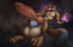  2021 4_toes 5_fingers animal_genitalia animal_penis anthro balls big_balls big_penis brown_body brown_fur canid canine canine_penis canis coyote erection feet fingers fur genitals giga glowing glowing_eyes huge_balls huge_penis humanoid_hands hyper hyper_balls hyper_genitalia hyper_penis large_feet macro magic_user male mammal penis planet_earth solo space spectrumshift toes vein veiny_penis 