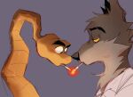  anthro canid canine canis cigarette clothed clothing colored dreamworks duo feral fur hi_res komoriisan male mammal mr._snake_(the_bad_guys) mr._wolf_(the_bad_guys) reptile scales scalie simple_background snake the_bad_guys wolf 
