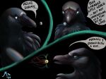  &lt;3 2020 apothem australian_raven avian bird black_background comic corvid corvus_(genus) digital_media_(artwork) english_text feral hi_res macro magpi male oscine passerine planet_destruction planet_earth raven signature simple_background solo speech_bubble text 