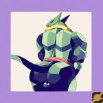  anthro butt darknsfwindie fighting_game green_body gunter_(galaxy_fight) hi_res looking_back male muscular presenting presenting_hindquarters raised_leg sash scalie snk video_games 