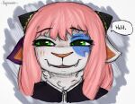  anthro calico_cat domestic_cat felid feline felis female hi_res mammal melanie_(kojondian) meme mottled neck_tuft ninjamoon piebald sketch smug smug_expression smug_eyes smug_face smug_grin solo teeth tuft wig 