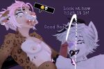  3d_(artwork) anthro digital_media_(artwork) duo ejaculation felid feline hyaenid male male/male mammal model regrets vrchat 