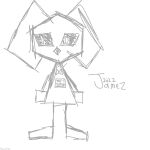  2022 big_ears bow_tie digital_drawing_(artwork) digital_media_(artwork) english_text female jamezdajamez monochrome mouthless name_tag oreocake7 signature simple_background simple_coloring sketch solo text unknown_species 