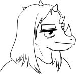  anthro clothed clothing dinosaur eyebrows facial_horn goodbye_volcano_high hair headshot_portrait horn humanoid long_hair male nathan_(gvh) portrait reptile scalie simple_background sketch snoot_game_(fan_game) solo thick_eyebrows unknown_artist white_background 