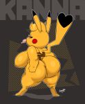  &lt;3_tail 2022 5_fingers anthro anus areola big_breasts big_butt black_body black_fur breasts brown_body brown_eyes brown_fur butt cleft_tail cosplay_pikachu_(character) digital_media_(artwork) dipstick_ears dipstick_tail eyelashes female fingers fur genitals hair half-closed_eyes hand_on_butt hi_res huge_breasts huge_butt joaoppereiraus kanna_(joaoppereiraus) looking_at_viewer looking_back looking_back_at_viewer markings multicolored_body multicolored_ears multicolored_fur narrowed_eyes nintendo nude outline pikachu pok&eacute;mon pok&eacute;mon_(species) pussy raised_tail rear_view short_stack signature skindentation solo standing tail_markings text thick_thighs tongue tongue_out video_games white_outline yellow_body yellow_fur 