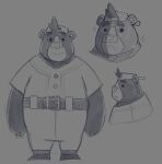  2022 anthro baseball_(sport) baseball_uniform biped brand_new_animal clothed clothing hat headgear headwear hi_res mammal multiple_poses pose runxforest simple_background slightly_chubby solo sport sportswear studio_trigger uniform ursid 