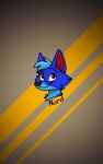  2021 anthro blue_body blue_fur blue_hair canid canine canis fox fur grey_background hair hybrid looking_at_viewer male mammal nord_(nord_folf) profile_picture red_body red_eyes red_fur simple_background smile solo strawberry._.wolf wolf 