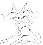  2019 absurd_res ambiguous_gender anon anthro blush box_(hajimeyou654) braixen canid canine cheek_tuft chest_tuft digital_media_(artwork) duo faceless_character faceless_human facial_tuft female fluffy fluffy_tail fur head_on_lap hi_res huge_hips huge_thighs humanoid inner_ear_fluff looking_at_another mammal monochrome nintendo on_lap pok&eacute;mon pok&eacute;mon_(species) simple_background sitting smile stick tail_tuft thick_thighs tuft video_games white_background wide_hips 