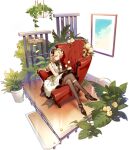  1girl ankle_strap ask_(askzy) azur_lane black_legwear blonde_hair blue_eyes bonnet breasts chair closed_mouth crossed_legs dress flower hanging_plant high_heels highres key long_hair looking_at_viewer official_art on_chair painting_(object) pantyhose plant potted_plant rose see-through short_dress sitting sleeveless sleeveless_dress small_breasts solo strappy_heels transparent_background vanguard_(azur_lane) vanguard_(half-hearted_masquerade)_(azur_lane) white_flower white_rose wooden_floor 