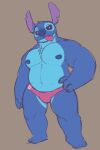  alien anthro anthrofied belly bulge clothing disney lilo_and_stitch male musclegut navel ni_draw nipples pecs solo stitch_(lilo_and_stitch) thong tongue tongue_out underwear 