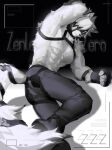  anthro big_tail canid canine canis clothing fingerless_gloves fur gloves hair handwear harness leash leather leather_harness leather_mask leather_straps male mammal muscular muscular_male solo white_body white_fur white_hair white_tail wolf zenless_zone_zero 