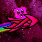  ambiguous_gender flying geometry_dash icon kirby kirby_(series) logo low_res nintendo rainbow_trail ship smile space star vehicle video_games watercraft 
