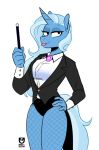 anthro anthrofied clothing equid equine fishnet fishnet_legwear friendship_is_magic gem hand_on_hip horn legwear magic_wand mammal my_little_pony redxbacon simple_background tongue tongue_out trixie_(mlp) unicorn white_background 