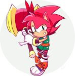  2014 alpha_channel amy_rose anthro classic_sonic_(universe) clothed clothing eulipotyphlan eyelashes female footwear gloves hammer handwear hedgehog holding_object holding_weapon looking_at_viewer mammal nkognz pink_body sega shoes signature simple_background solo sonic_boom sonic_the_hedgehog_(series) tools weapon 