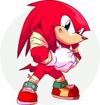  2014 alpha_channel anthro bandage classic_sonic_(universe) clothing echidna footwear gloves handwear knuckles_the_echidna looking_at_viewer male mammal monotreme muscular nkognz red_body sega shoes signature simple_background solo sonic_boom sonic_the_hedgehog_(series) 
