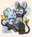  anthro black_body blue_body blush breastfeeding breasts duo female half-closed_eyes hi_res lkiws luxio narrowed_eyes nintendo nipples open_mouth pok&eacute;mon pok&eacute;mon_(species) video_games 