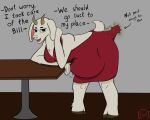  abdominal_bulge ambiguous_gender anal anal_vore anthro belly big_belly bovid breasts caprine clothing dialogue english_text fart female female/ambiguous fur goat hi_res hooves horn invalid_tag mammal raised_tail tan_body tan_fur text thick_thighs tootlunch vore 