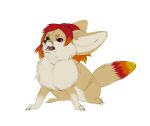  ambiguous_gender angry blonde_hair canid canine claws digital_media_(artwork) fennec feral fox hair hi_res koda_walker mammal multicolored_hair open_mouth orange_hair quadruped red_eyes red_hair simple_background sketch solo svana_(svana_fenner) toe_claws white_background 