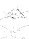  2022 96panda anthro belly big_belly blush bodily_fluids cum duo genital_fluids hi_res kemono lutrine lying male mammal monochrome moobs mustelid navel overweight overweight_male sea_otter simple_background size_difference tears 