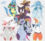  anthro blue_body blue_fur blush bodily_fluids breasts cinderace clothed clothing eeveelution featureless_breasts female fur glaceon group hand_on_breast hat headgear headwear hi_res hisuian_sneasel looking_at_viewer lucario nintendo nude pok&eacute;mon pok&eacute;mon_(species) regional_form_(pok&eacute;mon) ruins_style_lucario salazzle skykain sweat towel underwear video_games 