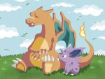  awesomegoats charizard highres nidoran nidoran_(male) no_humans non-web_source outdoors pokemon pokemon_(creature) pokemon_(game) self_upload signature 