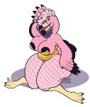  avian big_breasts bird breasts bunny_costume clothing costume curvy_figure female fishnet flamingo fluffy fluffy_hair hair hi_res inverted_nipples naughtygryph nipples slightly_chubby voluptuous wide_hips wide_thighs winged_arms wings 