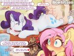  &lt;3 2022 abs alcor90 bestiality blush conditional_dnp cutie_mark detailed_background dialogue digital_media_(artwork) duo_focus english_text equid equine eyebrows eyelashes eyes_closed female feral fingers fluttershy_(mlp) friendship_is_magic group hasbro horn human human_on_feral interspecies lying male male/female mammal my_little_pony on_front open_mouth rarity_(mlp) sex speech_bubble standing teeth text tongue tongue_out unicorn url 