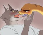  anthro blush bodily_fluids canid canine canis dreamworks duo feral fur hi_res kissing male male/male mammal mr._snake_(the_bad_guys) mr._wolf_(the_bad_guys) reptile saliva scales scalie simple_background snake the_bad_guys tongue tongue_out unknown_artist wolf 