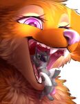  2d_animation animated anthro bloominglynx canid canine colored detailed digital_drawing_(artwork) digital_media_(artwork) duo espiozx feral fox machine mammal mouth_shot open_mouth protogen vore wet 