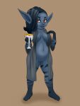  big_breasts blackbetty blue_body blue_skin breasts clothing emilia_hohenstein female genitals goblin hair humanoid humanoid_pointy_ears looking_at_viewer not_furry pussy short_stack simple_background smile solo vampire 