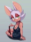  anthro big_breasts breasts chiropteran cleavage clothed clothing colored_nails female green_eyes looking_at_viewer makeup mammal nails panties red_clothing red_panties red_underwear ronmeru_(artist) rouge_the_bat sega simple_background smile solo sonic_the_hedgehog_(series) underwear 