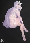  2022 4_toes anthro aruurara boss_monster bovid butt caprine crossed_legs feet female fur goat hi_res mammal nude purple_eyes sitting solo tasteful_nudity toes toriel undertale undertale_(series) video_games white_body white_fur 