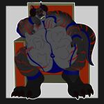  anthro belly big_belly chair furniture hand_on_stomach hi_res horn licking licking_lips male muscular muscular_male sitting solo tankdragon throne tongue tongue_out vore 