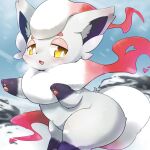  absurd_res ambiguous_gender blush feral fur hi_res hisuian_zorua kyameta looking_at_viewer nintendo pok&eacute;mon pok&eacute;mon_(species) regional_form_(pok&eacute;mon) solo video_games white_body white_fur 