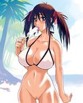 blue_eyes blush bottomless breasts brown_hair copyright_request food huge_breasts popsicle pussy ryoji_(nomura_ryouji) solo third-party_edit twintails 