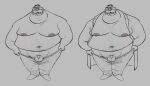  2022 anthro balls belly big_belly blacksad bottomwear clothing frank_cassidy genitals hi_res humanoid_hands male mammal marine moobs nipples obese obese_male osos overweight overweight_male pants penis pinniped simple_background small_penis solo walrus 