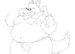  2022 anthro asian_clothing belly big_belly blush bodily_fluids clothing dragon dragon_night800 east_asian_clothing eyes_closed eyewear food fundoshi glasses hi_res humanoid_hands japanese_clothing kemono male moobs navel nipples overweight overweight_male popsicle solo sweat towel towel_around_neck underwear 