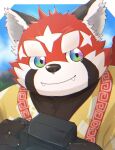  2022 absurd_res ailurid anthro biped black_body black_nose camera clothed clothing cute_fangs hi_res kemono lifewonders mammal red_body red_panda solo tokyo_afterschool_summoners video_games zhurong_(tas) zuboboz 