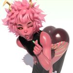  1:1 absurd_res ashido_mina big_breasts big_butt breasts butt female hair hi_res horn horned_humanoid humanoid looking_at_viewer my_hero_academia not_furry pink_body pink_hair pink_skin popogori solo 