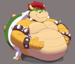  2022 4_fingers absurd_res anthro belly big_belly bigfattypumpkin bowser fingers hi_res humanoid_hands koopa male mario_bros moobs nintendo overweight overweight_male scalie simple_background solo video_games 