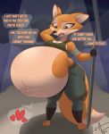  &lt;3 2021 afraart anthro bandage barefoot belly belt big_belly bottomwear canid canine clothed clothing dialogue english_text feet female fox hand_behind_head hi_res holding_object holding_spear holding_weapon hyper hyper_belly looking_at_belly looking_down mammal melee_weapon navel non_fatal_vore open_mouth outie_navel pants polearm reformation shirt soft_vore solo spark:_a_space_tail spear speech_bubble street_lamp tank_top teeth text tongue topwear vix_(a_space_tail) vore weapon wide_eyed willing_prey 