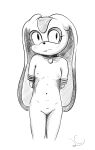  anthro arms_tied bound breasts buckteeth collar cream_the_rabbit female genitals hi_res huge_ears lagomorph leporid lettherebecolor mammal monochrome nipples nude pussy rabbit sega sketch small_breasts solo sonic_the_hedgehog_(series) teeth young 