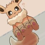  1:1 blush blush_stickers brown_body brown_fur colored eevee feral fur glass_table male netchy_boo nintendo pawpads paws pok&eacute;mon pok&eacute;mon_(species) question_mark simple_background solo video_games view_from_below 