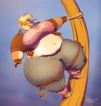  absurd_res activision anthro bandicoot belly big_breasts blonde_hair blue_hair bottomwear breasts brown_body brown_fur clothing crash_bandicoot_(series) denim denim_clothing ear_piercing ear_ring eyebrows fat_arms female fingerless_gloves footwear fur gloves hair handwear hi_res huge_thighs hyper jacket jeans legband mammal marsupial mohawk multicolored_body multicolored_fur multicolored_hair nipple_outline obese obese_anthro obese_female overweight overweight_anthro overweight_female pants piercing pirate_tawna pole rope scarf shoes signature smile solo tan_body tan_fur thick_thighs thighband topwear two_tone_body two_tone_fur video_games xxsparcoxx 