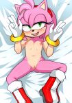  2020 5_fingers accessory aldharoku amy_rose anthro boots censored clothing eulipotyphlan female fingers flat_chested footwear genitals gloves green_eyes hair_accessory hairband half-closed_eyes handwear hedgehog hi_res mammal mostly_nude narrowed_eyes nipples open_mouth open_smile pussy sega signature smile solo sonic_the_hedgehog_(series) teeth tongue young 