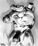  abs anthro biceps black_and_white blastoise casual_nudity darkgem dramatic_lighting fists_clenched flaccid flexing forearm_muscles genitals happy hi_res humanoid_genitalia humanoid_penis male monochrome muscular muscular_anthro muscular_male navel nintendo nude pecs penis pok&eacute;mon pok&eacute;mon_(species) presenting proud quads shadow smile solo video_games 