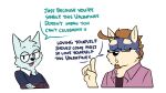  16:9 absurd_res anthro canid clothed clothing dialogue duo english_text eyes_closed eyewear facial_hair glasses hair hi_res holidays male mammal ookanyoufeelit simple_background text valentine&#039;s_day white_background widescreen 
