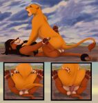  anal anus balls_deep claws cowgirl_position disney dominant duo eyes_closed felid feminization feral from_front_position hi_res hindpaw incest_(lore) lion malaika4 male male/male mammal moan on_bottom on_top pantherine paws penetration pull_out rear_view sex side_view sound_effects submissive submissive_male text the_lion_king 