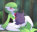  1boy 1girl absurdres bangs bar_censor blush bob_cut breasts breath bush censored chromatic_aberration closed_eyes colored_sclera colored_skin commentary_request day flying_sweatdrops forest gardevoir gengar grass green_hair green_skin half-closed_eyes happy_sex hetero highres interspecies leaning_back leg_up looking_at_another looking_down motion_lines multicolored_skin nature nose_blush on_ground open_mouth outdoors pokemon pokemon_(creature) pussy pussy_juice red_eyes red_sclera saliva sex shiny shiny_skin short_hair sitting size_difference small_breasts smile spread_legs subaru331 sweat tears translation_request tree two-tone_skin vaginal white_skin 