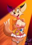  absurd_res anthro bodily_fluids bottomless canid canine clothed clothing darma_(rock_dog) erect_nipples female fox genital_fluids go_to_horny_jail hi_res lobofeo mammal meme nickelodeon nipples panties panties_down partially_clothed pussy_juice pussy_juice_leaking ren_and_stimpy rock_dog solo tits_out underwear underwear_down 